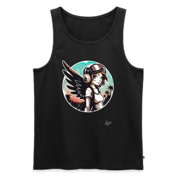 Cool Alternative Girl with Angel Wings - Men's Premium Organic Tank Top - black - Front - AI Model Male 178 light (178cm)