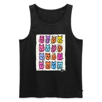 Lustige, alberne Tiere und Tiergesichter - Männer Premium Bio Tank Top - Schwarz - Vorne - Michal (187cm)