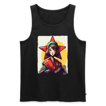 Traditional Japan: Edo Times, Girls and Star - Men's Premium Organic Tank Top - black - Front - AI Model Male 178 light (178cm)