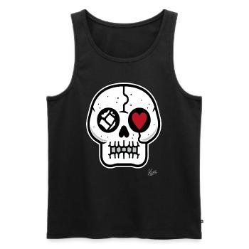 cool skull with heart - Men's Premium Organic Tank Top - black - Front - AI Model Male 178 light (178cm)