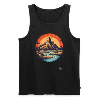 Rugged nature: A mountain and a river - Men's Premium Organic Tank Top - black - Front - Michal (187cm)