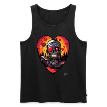 Ein Herz für Camping-Sumpf-Cyborg-Roboter - Männer Premium Bio Tank Top - Schwarz - Vorne - AI Model Male 178 light (178cm)