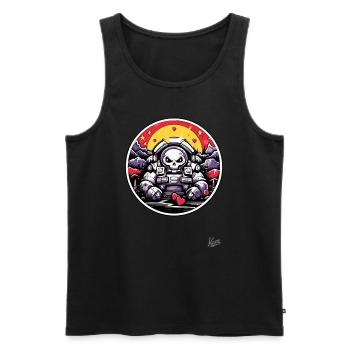 Space astronaut: skull nature and hearts - Men's Premium Organic Tank Top - black - Front - AI Model Male 178 light (178cm)