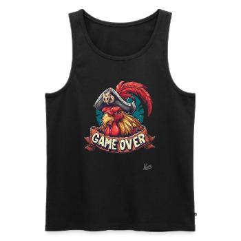 Rooster Pirate: The Game Is Over, Game Over - Men's Premium Organic Tank Top - black - Front - Michal (187cm)
