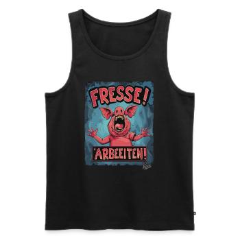 The sow the crazy pig - keep your mouth shut, work - Men's Premium Organic Tank Top - black - Front - AI Model Male 178 light (178cm)