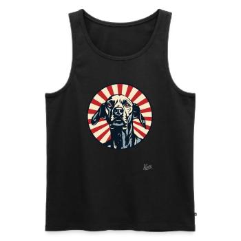Le chien de chasse patriotique : sur la piste - Débardeur bio Premium Homme - noir - Devant - AI Model Male 178 light (178cm)