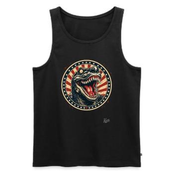 Patriotique Drapeau US Crocodile Lézard Monstre - Débardeur bio Premium Homme - noir - Devant - Michal (187cm)