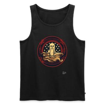 Patriotic Ghost - Men's Premium Organic Tank Top - black - Front - AI Model Male 178 light (178cm)