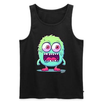 Monstre mignon et drôle - Débardeur bio Premium Homme - noir - Devant - AI Model Male 178 light (178cm)