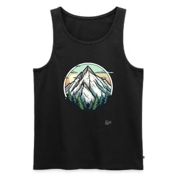 Natur mit Bäumen und Berg - Männer Premium Bio Tank Top - Schwarz - Vorne - Michal (187cm)