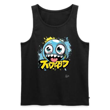 Drôle de boule de dessin animé folle - Débardeur bio Premium Homme - noir - Devant - Michal (187cm)