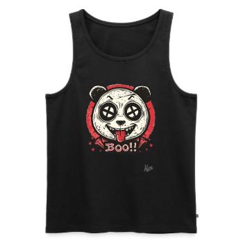 Gruselig-süßer Panda sagt "Buh" - Männer Premium Bio Tank Top - Schwarz - Vorne - Michal (187cm)
