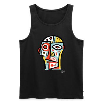 Abstrakter Kubismus: Der Kopf und das Gesicht - Männer Premium Bio Tank Top - Schwarz - Vorne - AI Model Male 178 light (178cm)