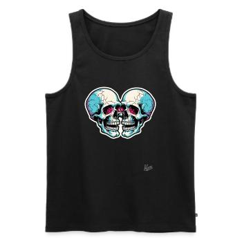 Laughing Cool Twin Skull Skull - Débardeur bio Premium Homme - noir - Devant - Michal (187cm)