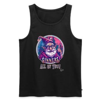 Gnome Grandpa Wizard, Sinners, All of You - Men's Premium Organic Tank Top - black - Front - AI Model Male 178 light (178cm)