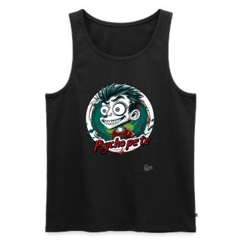 Psycho Pete: Crazy Fun - Men's Premium Organic Tank Top - black - Front - Michal (187cm)