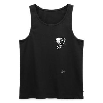 Cartoon of a small security camera - Men's Premium Organic Tank Top - black - Front - AI Model Male 178 light (178cm)