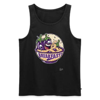 petit-déjeuner frais et aubergines joyeuses - Débardeur bio Premium Homme - noir - Devant - AI Model Male 178 light (178cm)