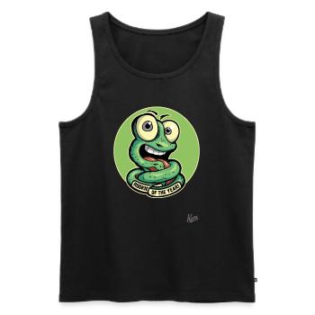 Recrue drôle de l’année : Cartoon Worm - Débardeur bio Premium Homme - noir - Devant - Michal (187cm)