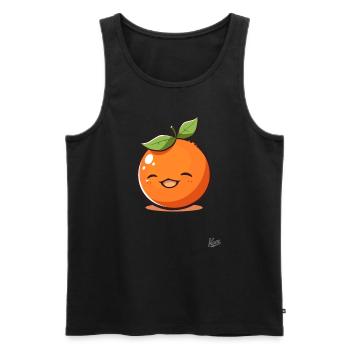 Happy, Cute, Smile, Orange Fruit - Men's Premium Organic Tank Top - black - Front - AI Model Male 178 light (178cm)