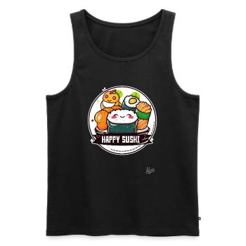 Kawaii Cute : Designs de sushis amusants et joyeux - Débardeur bio Premium Homme - noir - Devant - AI Model Male 178 light (178cm)