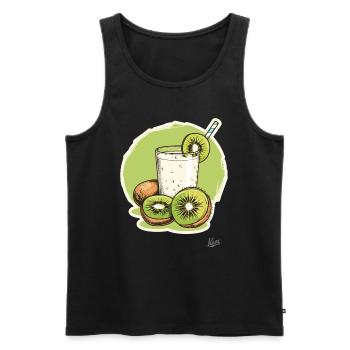 Kiwi milkshake: Drink fruit, be wild! - Men's Premium Organic Tank Top - black - Front - Michal (187cm)