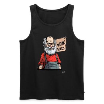 Old craftsman: Work sucks! - Men's Premium Organic Tank Top - black - Front - Michal (187cm)