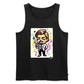 Kleiner Leonardo: Gentleman mit Pfeife - Männer Premium Bio Tank Top - Schwarz - Vorne - Michal (187cm)