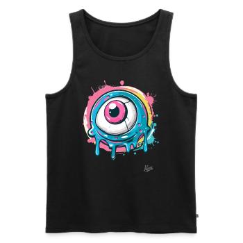The cool paint splash eye - Men's Premium Organic Tank Top - black - Front - AI Model Male 178 light (178cm)