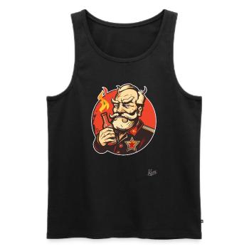 Parodie d’un parti communiste avec une bouteille - Débardeur bio Premium Homme - noir - Devant - AI Model Male 178 light (178cm)