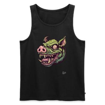 Massive Green Pig Zombie Head - Men's Premium Organic Tank Top - black - Front - Michal (187cm)