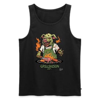 BBQ Grilling: Barbecue Season with Zombie Pig - Men's Premium Organic Tank Top - black - Front - AI Model Male 178 light (178cm)