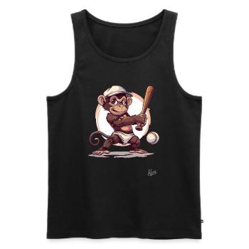 Baseball Player with Bat: Baby Monkey - Men's Premium Organic Tank Top - black - Front - Michal (187cm)