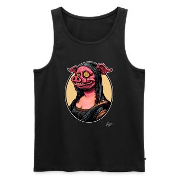The portrait of Mona, the zombie pig Lisa - Men's Premium Organic Tank Top - black - Front - Michal (187cm)
