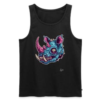 Dummes lustiges Zombie Nashorn - Männer Premium Bio Tank Top - Schwarz - Vorne - Michal (187cm)