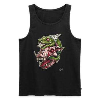 Crâne de serpent à tête de cochon zombie - Débardeur bio Premium Homme - noir - Devant - AI Model Male 178 light (178cm)