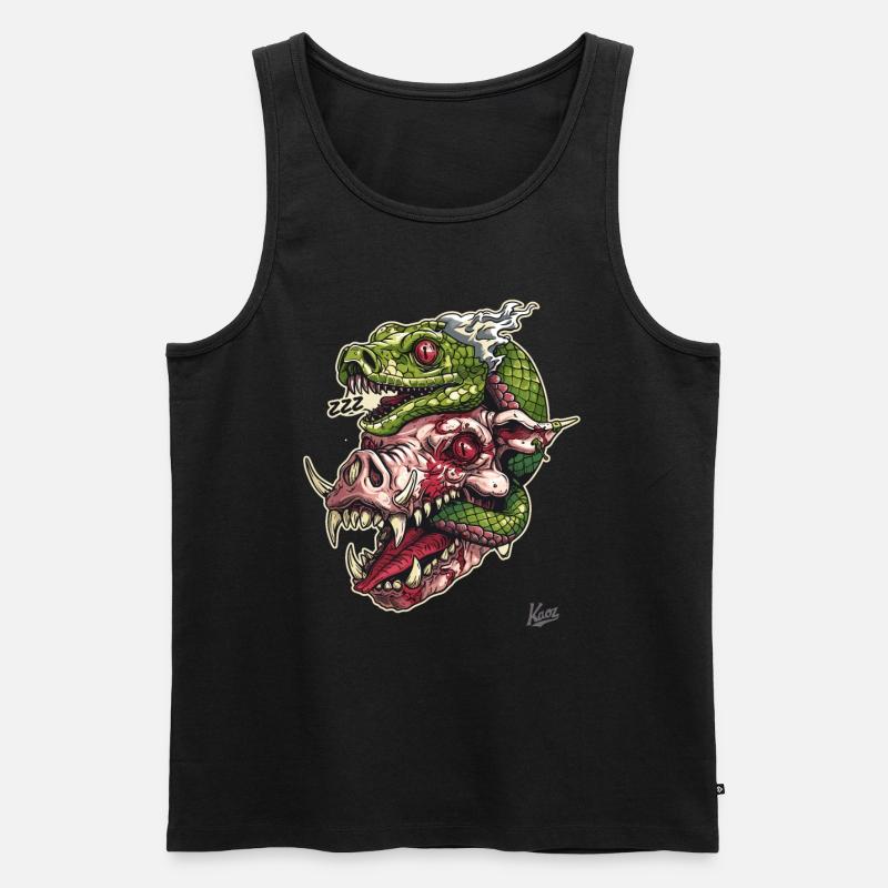 Zombie-Schweine-Kopf-Schlangen-Schädel - Männer Premium Bio Tank Top - Schwarz