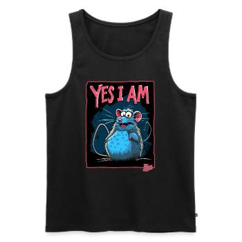 Grand Rat Joyeux : Oui, je le suis ! - Débardeur bio Premium Homme - noir - Devant - Michal (187cm)