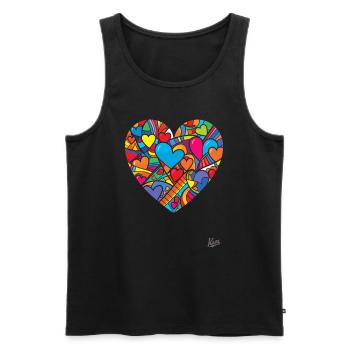 Hearts in the heart: Love to the power of ten - Men's Premium Organic Tank Top - black - Front - AI Model Male 178 light (178cm)
