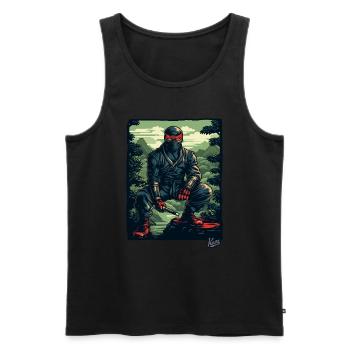 Black Nature Ninja - Men's Premium Organic Tank Top - black - Front - AI Model Male 178 light (178cm)