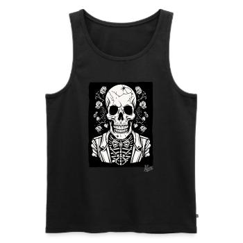 Happy Skeleton Skull Skull - Men's Premium Organic Tank Top - black - Front - Michal (187cm)