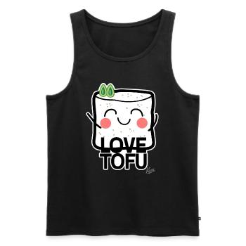 Tofu-Liebe: Tofu Herzensbrecher - Männer Premium Bio Tank Top - Schwarz - Vorne - Michal (187cm)