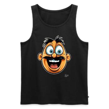 Lustiger Cartoon -Typ mit Schnurrbart - Männer Premium Bio Tank Top - Schwarz - Vorne - Michal (187cm)