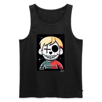 Crazy Cartoon: Schreckliche Marionette - Männer Premium Bio Tank Top - Schwarz - Vorne - AI Model Male 178 light (178cm)
