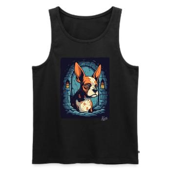 Little cool cute dog in the dungeon - Men's Premium Organic Tank Top - black - Front - AI Model Male 178 light (178cm)