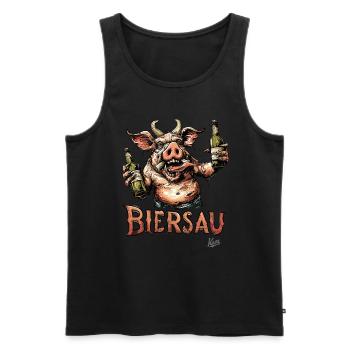 Old School : Célébrez comme un cochon de bière - Débardeur bio Premium Homme - noir - Devant - Michal (187cm)