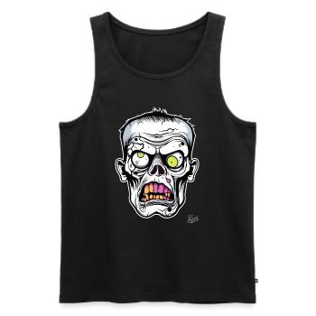 Super Lustiger Blasser Zombie-Totenkopf-Schädel - Männer Premium Bio Tank Top - Schwarz - Vorne - AI Model Male 178 light (178cm)