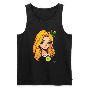 Das Orange-Zitronen-Mädchen - Männer Premium Bio Tank Top - Schwarz - Vorne - AI Model Male 178 light (178cm)