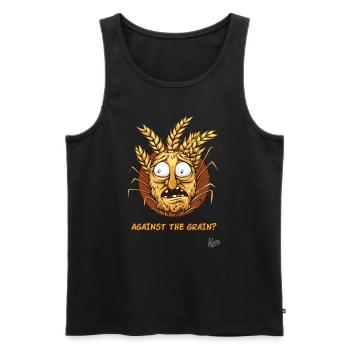 Against the Current: Cartoon Grain Face - Men's Premium Organic Tank Top - black - Front - AI Model Male 178 light (178cm)