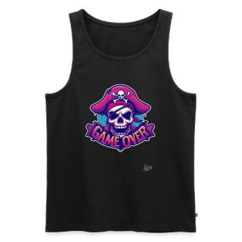 Fin de partie : Crâne de pirate - Débardeur bio Premium Homme - noir - Devant - Michal (187cm)